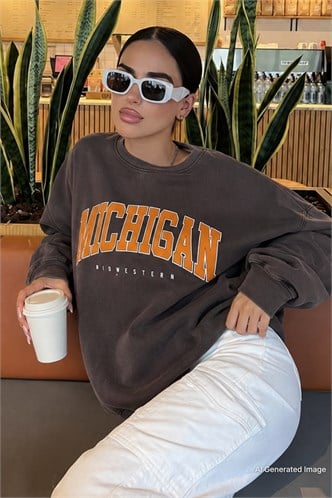 Mad Girls Printed Anthracite Sweatshirt MG785