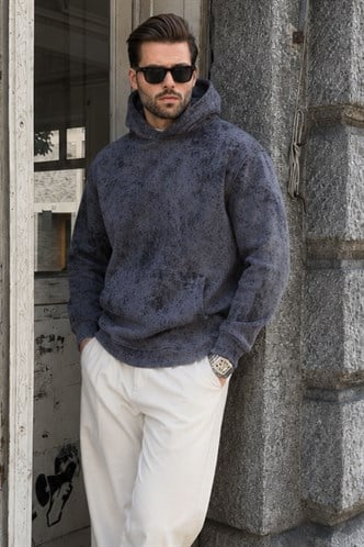 Füme Desenli Kapüşonlu Erkek Sweatshirt E7167