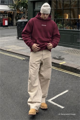 Madmext Bordo Baskılı Sweatshirt 5306