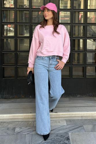 Pembe Kayık Yaka Kadın Sweatshirt MG2208