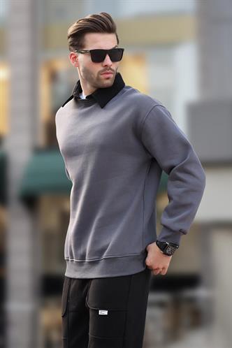 Füme Polo Yaka Erkek Sweatshirt 7086