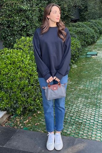 Lacivert Bisiklet Yaka Basic Sweatshirt MG2185