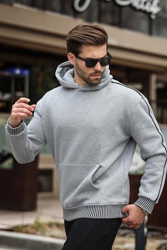 Grimelanj Kapüşonlu Kanguru Cep Erkek Sweatshirt E7163