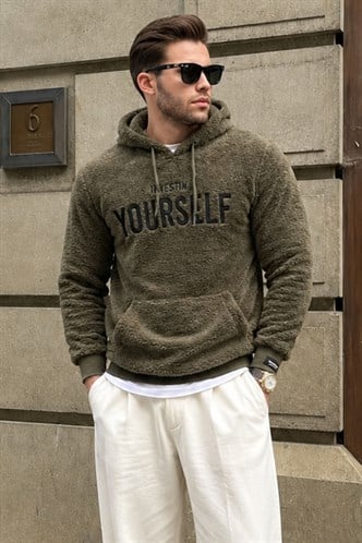 Madmext Brown Plush Hoodie 4390