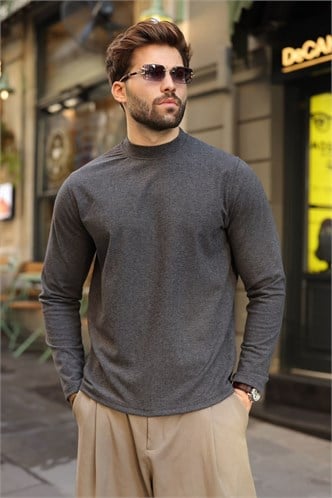 Antrasit Yarım Balıkçı Yaka Slim Fit Erkek Sweatshirt E7202