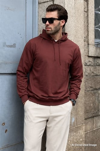 Acı Kahverengi Kapüşonlu Erkek Sweatshirt 7069