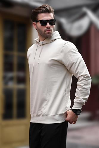 Bej Kapüşonlu Erkek Sweatshirt 7069