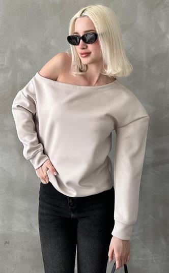 Taş Kayık Yaka Basic Sweatshirt MG2228