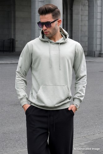 Mint Green Printed Hoodie Sweatshirt 6017