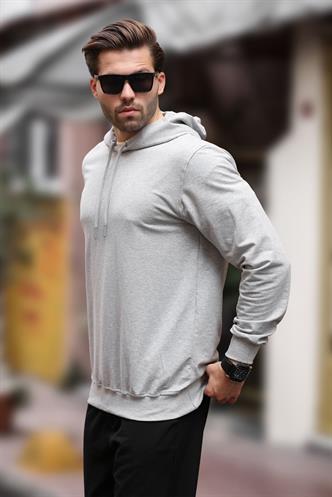 Gri Kapüşonlu Erkek Sweatshirt 7069