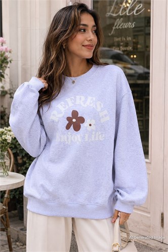 Gray Crewneck Printed Sweatshirt MG1572