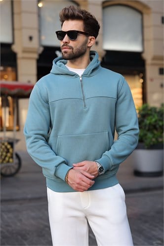 Mavi Kanguru Cepli Kapüşonlu Erkek Sweatshirt E7218