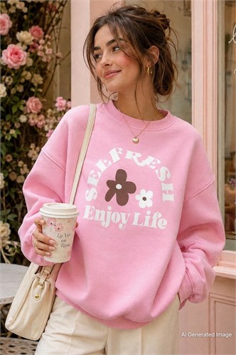 Pink Crewneck Printed Sweatshirt MG1572