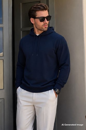 Lacivert Kapüşonlu Erkek Sweatshirt 7069