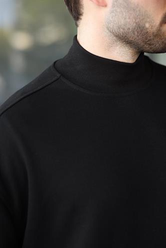 Siyah Yarım Balıkçı Yaka Erkek Basic Sweatshirt E7158