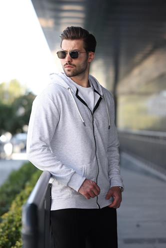 Karmelanj Fermuarlı Kapüşonlu Sweatshirt 6161