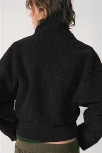 Siyah Fermuar Yaka Kürklü Kadın Sweatshirt MG2261