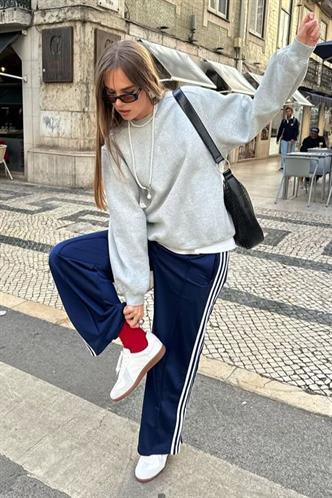 Gri Bisiklet Yaka Basic Sweatshirt MG1559