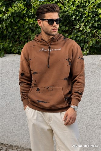 Brown Printed Hoodie Sweatshirt 5291