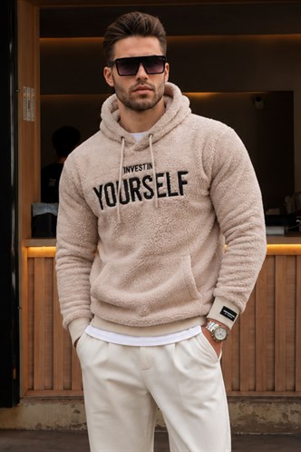 Madmext Kapşonlu Peluş Sweatshirt Camel 4390