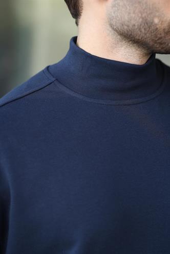 Lacivert Yarım Balıkçı Yaka Erkek Basic Sweatshirt E7158