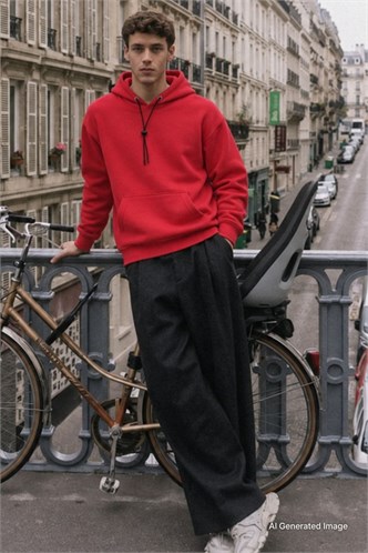 Madmext Basic Kırmızı Erkek Kapüşonlu Sweatshirt 4764