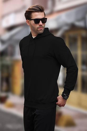 Siyah Kapüşonlu Erkek Sweatshirt 7069