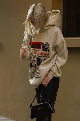 Beige Printed Oversize Hoodie Sweatshirt MG1581