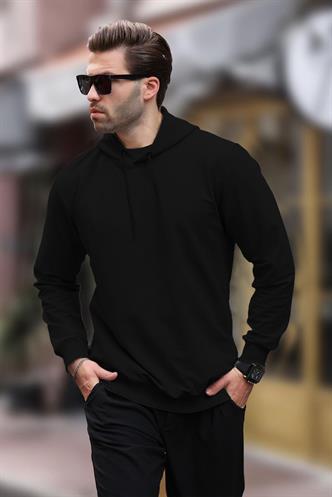 Siyah Kapüşonlu Erkek Sweatshirt 7069