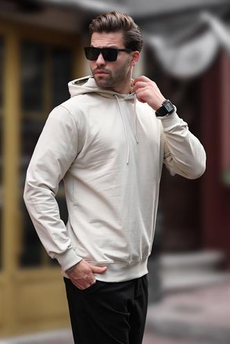 Bej Kapüşonlu Erkek Sweatshirt 7069