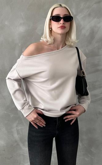 Taş Kayık Yaka Basic Sweatshirt MG2228