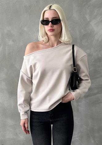 Taş Kayık Yaka Basic Sweatshirt MG2228