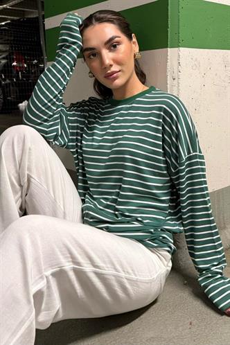 Yeşil Çizgili Sweatshirt MG2572
