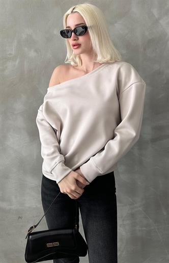 Taş Kayık Yaka Basic Sweatshirt MG2228