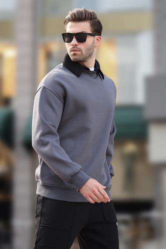 Füme Polo Yaka Erkek Sweatshirt 7086