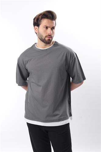 Madmext Oversize Füme Erkek Tişört 4978