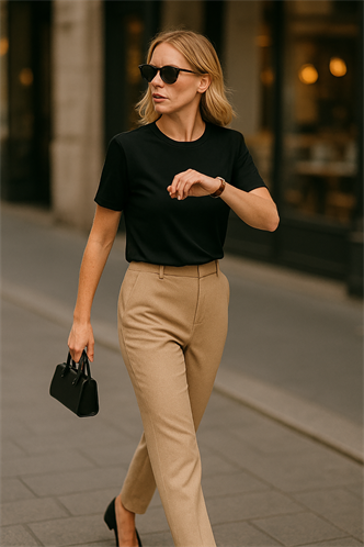 Siyah %100 Pamuk Vatkalı Oversize Kadın T-shirt Mg2442
