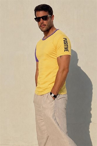 Madmext Yellow Printed T-shirt for Men 4021
