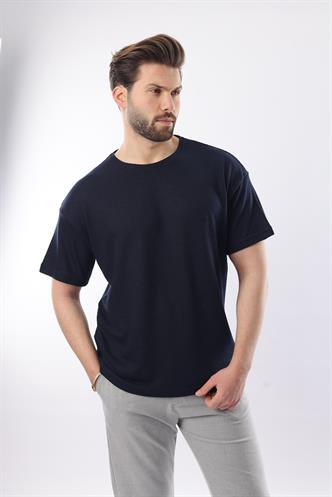 Lacivert Bisiklet Yaka Erkek T-shirt E7128