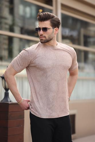 Kahverengi Basic Erkek T-shirt E7131