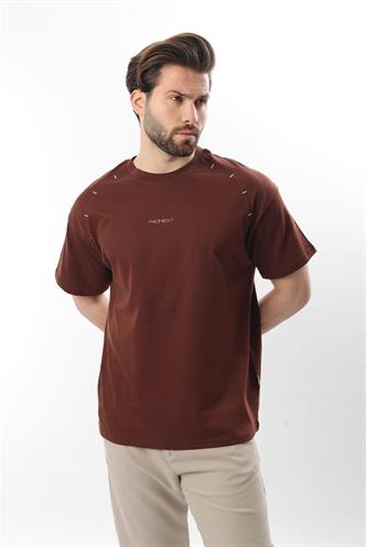 Acı Kahve Baskılı Nakış Detaylı Erkek T-shirt E7108