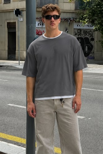 Madmext Oversize Füme Erkek Tişört 4978