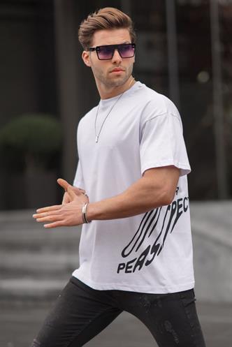 Beyaz Desenli Erkek Tişört 6178