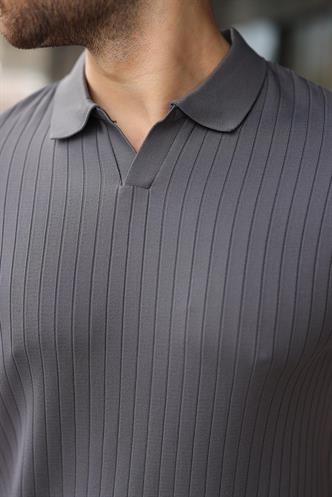 Antrasit Polo Yaka Triko Erkek Tişört E7461