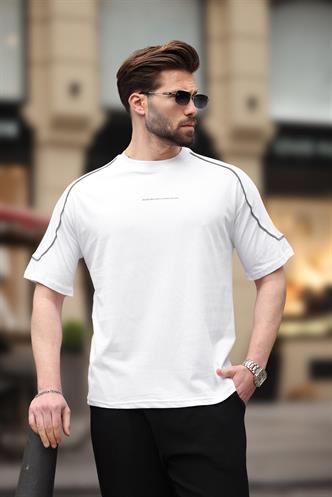 Beyaz Bisiklet Yaka Basic Tişört E7132