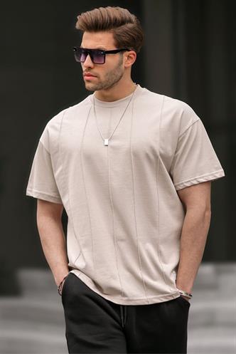 Taş Rengi Bisiklet Yaka Erkek Tişört 6175