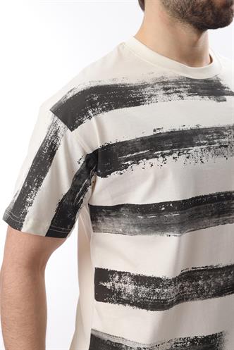Ekru Baskılı Regular Fit Erkek T-shirt E7107
