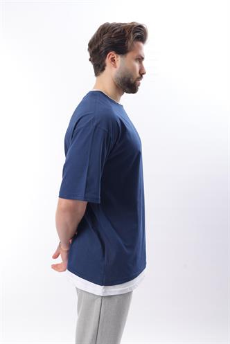 Madmext Oversize Lacivert Erkek Tişört 4978