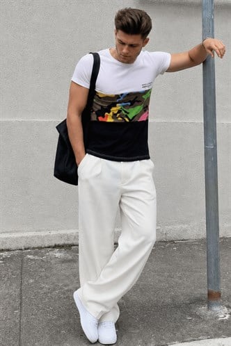 Madmext White Camouflage T-shirt for Men 3003