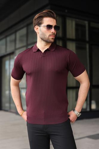 Mürdüm Polo Yaka Triko Erkek Tişört E7461